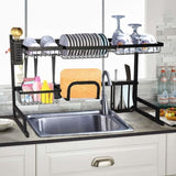 ZUN Over The Sink Dish Drying Rack Stainless Steel Kitchen Supplies Storage Shelf Drainer Organizer, W2181P153967