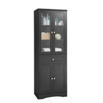 ZUN Tall Bathroom Storage Cabinet, Cabinet with Four Doors and Drawers, Adjustable Shelf, MDF Board, N725P186649B