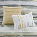 8 Piece Printed Seersucker Comforter and Quilt Set Collection Yellow King/Cal King B03597255