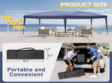 10'x20' Instant Pop Up Canopy Tent Blue, 6 Side Panels 2 Doors 4 Mesh Windows, 45955673