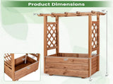 Natural Pine Wood Raised Garden Bed with Trellis & Hanging Roof, Elevated Wooden Planter Box with 62186901