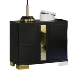Black And Gold Trim 1pc Nightstand Bracketed Metal Legs Acrylic Trim Contemporary Bedroom Furniture B2741P325736