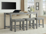59 Inch Bar, Dining, Sofa with Power Outlet, 3 Upholstered Stools, 4 Piece Bar 81873014