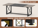 71 Inch Conference Table with Built-in Charging Station, Large Meeting Room Table for Office & 02412555
