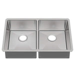 ZUN 32" L X 19" W Undermount Double Bowl 16 Gauge 304 Stainless Steel Kitchen Sink W1225P266037