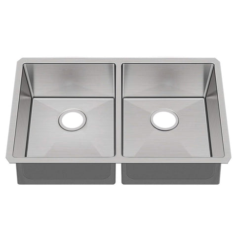 ZUN 32" L X 19" W Undermount Double Bowl 16 Gauge 304 Stainless Steel Kitchen Sink W1225P266037