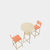 Bar table and chairs three piece set, gold frame, sponge made seat cushions and backrests, bar table W3064P245388
