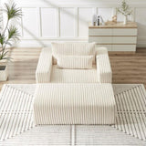 75-Inch Corduroy Sponge Sofa Lounge Chair with Removable footrest,No Assembly Required,Fluffy Modern W834P206099