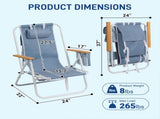 4-Position Adjustable Backpack Beach Chair, Foldable Rustproof Aluminum Frame Lounge Chair with 97614043