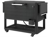 104 Quart Outdoor Cooler Cart, Large Capacity Rolling Ice Chest with Bottle Opener, Storage Shelves 01732367