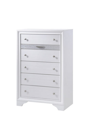 ZUN Traditional Style 5 Drawer Chest made with Wood in White color 808857990747