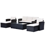 ZUN 6-piece All-Weather Wicker PE rattan Patio Outdoor Dining Conversation Sectional Set with coffee 27231843