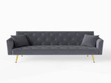 Modern convertible 72 inch foldable sleeper sofa with tufted, American retro style, made of gray W2353P399461