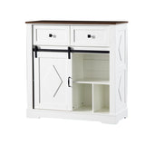 39" Sliding Barn Door Buffet Sideboard Cabinet Coffee Bar with and 2 Drawers, Coffee W2948P245259