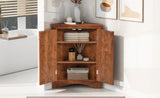 Brown Triangle Bathroom Storage Cabinet with Adjustable Shelves, Freestanding Floor Cabinet for Home 70212675