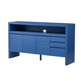 U_Style 60" 3-Door Sideboard with 3 Drawers - Modern Solid Ash Veneer MDF Sideboard, Semi-Open Shelf N711P289141V