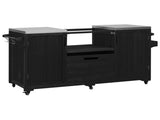 K&K 66.5" Outdoor Kitchen Island for Big Green Egg Grills, Solid Wood Outdoor Grill Cart for N707P250629B