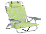 1 PCS Aluminum Beach Chair, 8.5 Inch Seat Height Yellow Tribal Pattern, Adjustable Folding Chair 24798365