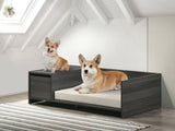 ZUN Modern Comfy Pet Bed with Cushion Side Storage Drawer Ash Gray Color B011P193954