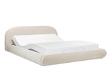Archie Puffy Grounded Upholstered Platform Bed Queen, Oatmeal Light Beige Chenille B2719P479035