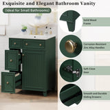 24" Forest Green Bathroom Vanity Cabinet with Ceramic Sink, 2 Drawers, 1 Soft-Close Door N729P264336G