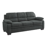 ZUN Comfortable Plush Seating Sofa 1pc Dark Gray Textured Fabric Channel Tufting Solid Wood Frame Modern B011122284