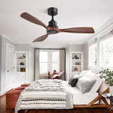 ZUN 48 Inch Ceiling Fan Without Light, 3 Solid Wood Blades Outdoor Ceiling Fan 6-speed Reversible DC W882P164175