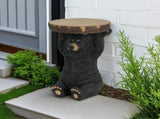 Black Bear Side Table Pedestal End Table Stool, MGO Bear Statue Hand Painted Sculpture for Home, 60767327