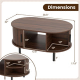35.5 inch vintage coffee table with sliding slot door 59450856