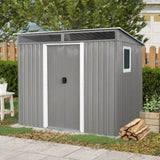 8 ft x 6 ft Outdoor Metal Storage Shed with Window,Transparent plate and lockable sliding door for W540P185320