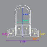 Metal Garden Arch with Gate 79.5'' Wide x 86.6'' High Climbing Plants Support Rose Arch Outdoor W1586P243826