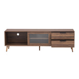 Modern TV Stand for 75" TV, TV Console with 2 Glass Doors, Entertainment Center with 2 Drawers & 53145432