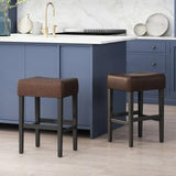 Set of 2, 26.75" Backless Leather Counter Height Barstool 74492.00PU