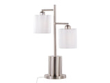 Cannes Contemporary Table Lamp in Nickel Metal with White Shades B202P224123