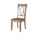 ZUN Casual Brown Finish Side Chairs Set of 2 Pine Veneer Transitional Double-X Back Design Dining Room B01143556