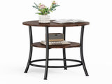 2-Tier Round Side TableSpace-Saving End Table for Small Living Room & BedroomRust Brown 18682245