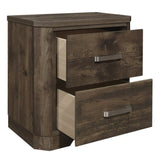 Rustic Brown Finish Nightstand with Storage Drawers Clipped Corners Transitional Style Wooden B011P186840