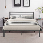 ZUN Queen Size Metal Bed Frame with Headboard Charcoal Grey W31181462