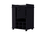 Allandale 1-Door Bar Cart with Wine Rack and Casters Black B062111721