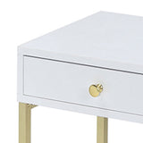 White and Brass 1-Drawer Side Table B062P181358