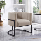 Upholstered Linen Accent Chair with Black Metal Stand,Mid-Century Living Room Leisure Chair with W2186P243108