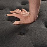 Large square storage ottoman with wooden legs, Upholstered button tufted coffee table with nail W2186142957