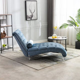 COOMORE Velvet Chaise Lounge Indoor,Button-Tufted Upholstered Chaise Lounge Chair with Pillow for W39538684