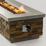 ZUN 60in Concrete Fire Pit Table with Stone Looks Propane Gas Fire Pit Table W853P232778