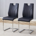 ZUN Black PU Dining Chair Set.Uniquely designed black dining chairs. PU material, paired with silver W2920P225019