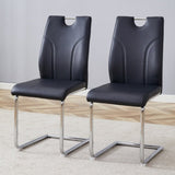 ZUN Black PU Dining Chair Set.Uniquely designed black dining chairs. PU material, paired with silver W2920P225019