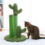 ZUN Cat Scratching Post Cactus Cat Scratcher Featuring with 3 Scratching Poles and Interactive Dangling 48705185