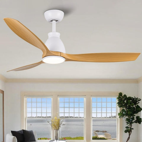 ZUN 52 In.Intergrated LED Ceiling Fan with Antique Brown Wood Graiin Blade W136756004