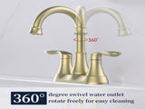 Bathroom Faucet Brushed Gold with Pop up Drain & Supply Hoses 2-Handle 360 Degree High Arc Swivel 82832959
