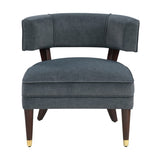 Elegant Style Accent Chair Dark Gray Velvet Upholstery Barrel-Back Solid Wood Luxury Living Room B011P315635